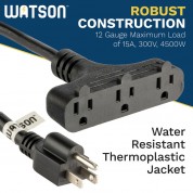 Watson 3-tap Power Extension Cord 100' Black