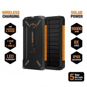 Toughtested 16,000mah Solar Power Bank Portable Charger