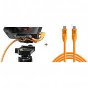 Tetherguard Leverlock Plate & Tetherpro Usb-c Cable Kit 15' Orange