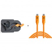 Tetherguard Leverlock Plate & Tetherpro Usb-c Cable Kit 15' Orange