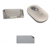 Logitech Pop Keys Silent Mouse Desk Mat Bundle Mist