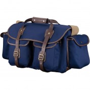 Billingham 550 Shoulder Bag Navy Canvas Chocolate Leather Trim