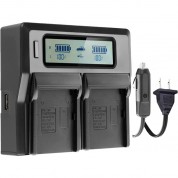 Vidpro Dual-bay Lcd Battery Charger For Sony Np-fm50/55h