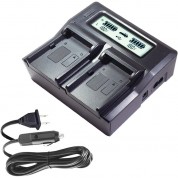 Vidpro Dual-bay Lcd Battery Charger For Sony Np-fm50/55h