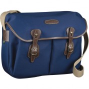 Billingham Hadley Shoulder Bag Navy Canvas Chocolate Leather